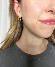 Load image into Gallery viewer, Over the Moon Mixed Metal Hoop Earrings