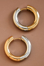 Load image into Gallery viewer, Over the Moon Mixed Metal Hoop Earrings