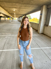 Load image into Gallery viewer, The Sweetest Thing Brown Ribbed Knit Bodysuit