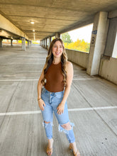 Load image into Gallery viewer, The Sweetest Thing Brown Ribbed Knit Bodysuit