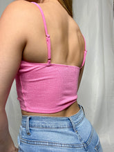Load image into Gallery viewer, Bet On You Pink Ruched Cami Knit Crop Top