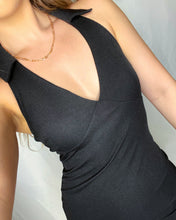 Load image into Gallery viewer, Doesn’t Compare Black Collared Halter Mini Dress
