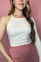 Load image into Gallery viewer, Stay Balanced White One Shoulder Crop Top
