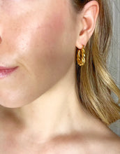 Load image into Gallery viewer, Timeless Gold Twisted Statement Hoop Earrings
