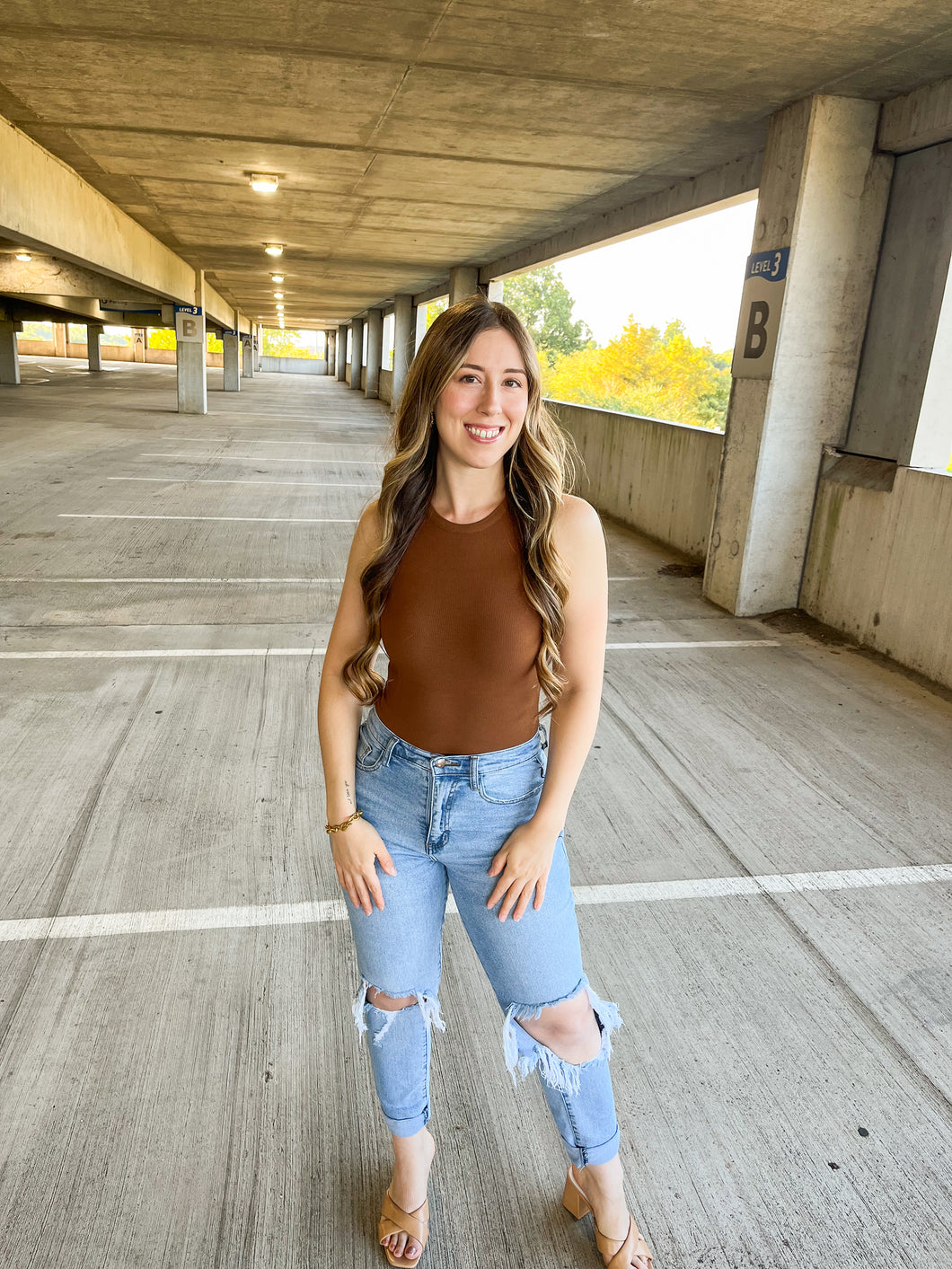 The Sweetest Thing Brown Ribbed Knit Bodysuit