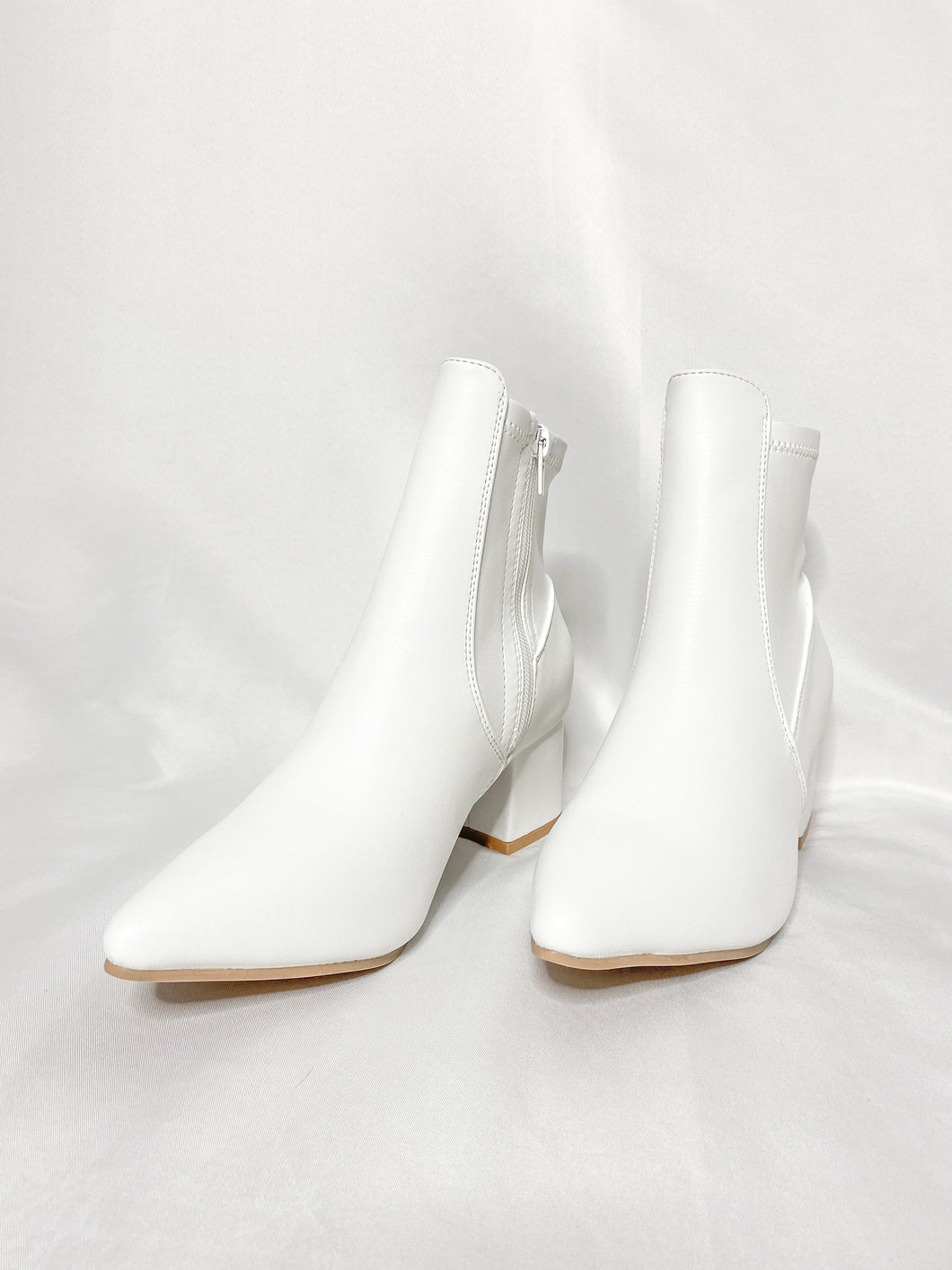Pure At Heart White Pointed Toe Ankle Booties